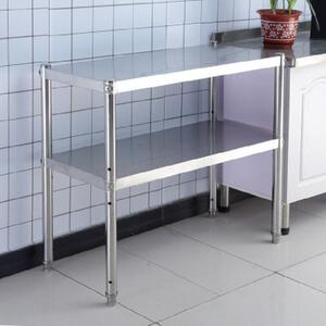 白刚架子厨房置物架落地2层不锈钢橱柜收纳架微波炉架储物架子多