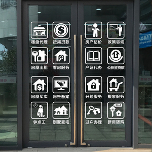 房产中介租售玻璃门贴纸墙贴纸装饰门店橱窗玻璃贴创意店面布置贴