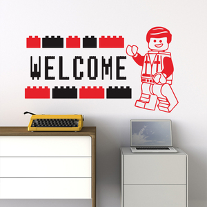 幼儿园乐高培训活动中心乐高游戏墙贴机器人乐高积木墙装饰背景贴