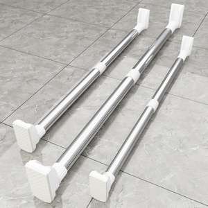 晾衣架一根杆浴帘杆伸缩杆晒衣服的架子一条杠单杆晒衣架不锈钢管