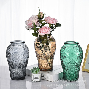 新款玻璃花瓶梅花罐中式复古ins风客厅餐桌装饰品插花插花器摆设