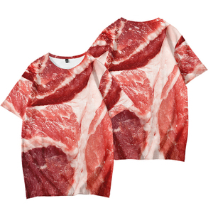 创意搞怪五花肉3d效果网红印花男女超潮流短袖个性t恤春夏款衣服