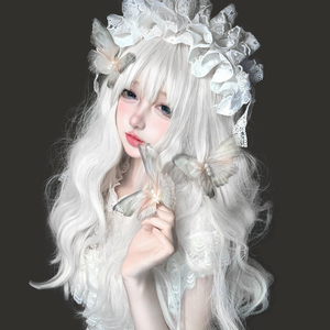 白色假发女全头套秋冬新款Lolita气质慵懒蓬松大波浪长卷发假发套