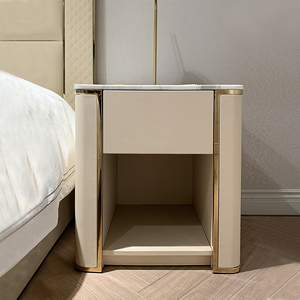 后现代轻奢床头柜大理石意式芬迪fendi极简边柜 高端定制艺术家具