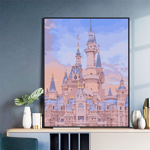 数字油画diy手工填色填充治愈迪士尼城堡简约减压丙烯油彩装饰画
