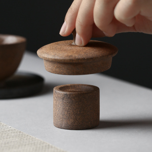 博儒粗陶鎏金铁锈釉盖置日式茶壶盖托盖架盖承摆件功夫茶具配件