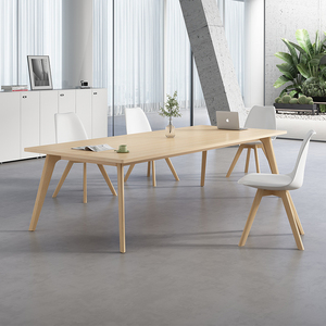 会议桌简约现代小型长条桌休息区简易工作台北欧实木洽谈桌椅组合