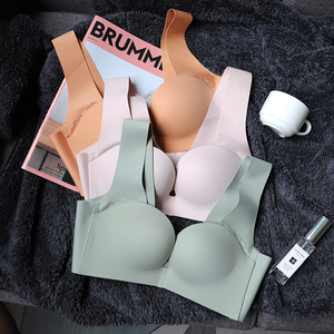 日本u型半球杯婴儿棉裸感内衣女小胸聚拢舒适简约光面无钢圈文胸