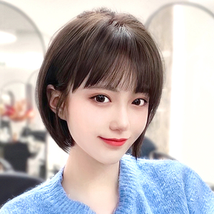 00717人付款天猫真发全真人发假发女短发自然全头套式时尚网红锁骨发