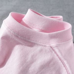 淡粉色樱花粉精梳棉婴儿粉纯色正肩短袖T恤休闲宽松纯棉上衣夏装t