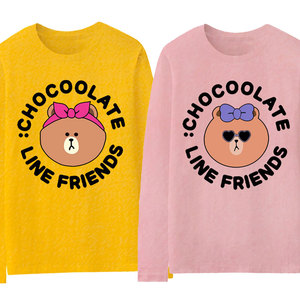 港风日系布朗熊秋装t恤女长袖春秋季薄款打底衫纯棉宽松衣服潮流