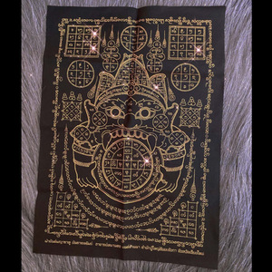 泰国手工艺品 佛牌真品 阿赞空撒 拉胡符布 艺铉佛尚 装饰布 画布