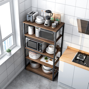 厨房置物架落地三层四层多功能收纳架家用微波炉烤箱储物架子铁架