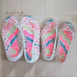 怀旧老库存 80-90年代 儿童 塑料凉鞋 女童 水晶鞋