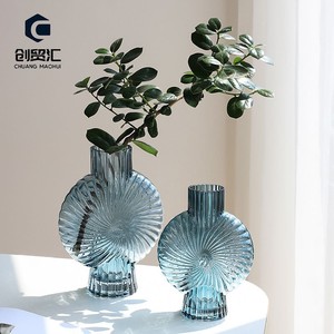 新款欧式创意扇形玻璃花瓶电镀水培插花现代简约客厅卧室ins摆件