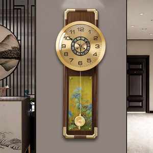 新中式轻奢黄铜钟表别墅客厅欧式现代创意大气挂钟玄关时钟挂墙表