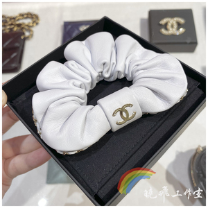 【现货】chanel香奈儿22s新款 白色双c链条真皮发圈发饰头绳