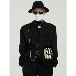 manson西装暴徒男痞帅暗黑休闲链条设计高级感小众权志龙同款外套