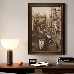 复古民国风装饰画老上海建筑街景挂画老照片剧本杀餐厅火锅店壁画