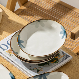 日式高颜值盘子套装组合菜盘家用深盘菜碟陶瓷家用2023新款高级感