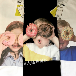 韩国代购新款潮牌adlv甜甜圈男孩女孩小熊t恤宇航员短袖情侣半袖