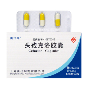 美优芬 头孢克洛胶囊 0.25g*12粒/盒 泌尿系统感染jt