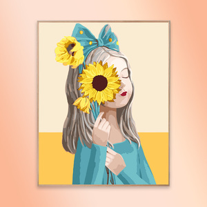 【乖乖女孩】 数字油画diy填充油彩手工绘画画涂色填色人物像治愈