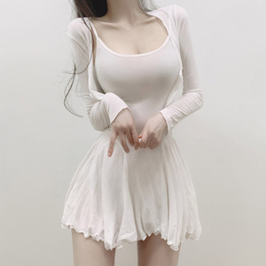 韩版春秋低胸裙子套装性感微透吊带连衣裙夏装女神范气质两件套