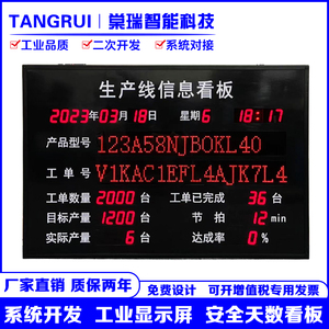 定制室内生产管理实时数据显示屏车间产线产量报工数码管电子看板
