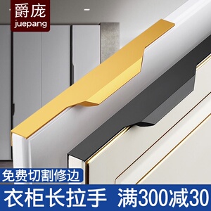 通顶大衣柜子门把手隐形拉手现代简约橱柜柜门黑色加长衣柜门把手