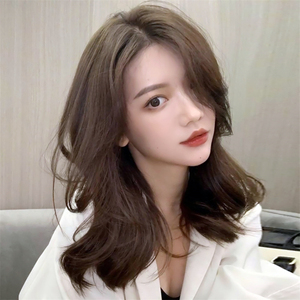 假发女中长发长卷发中分刘海大波浪卷气质修脸锁骨发自然全头套式