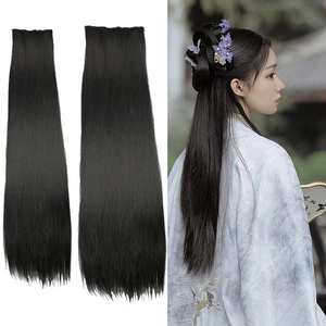 汉服古装假发女cos小龙女一片式长发片长五卡演出古代汉服接发片