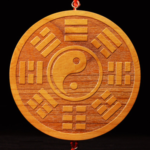 桃木雕刻八卦图太极八卦镜挂件吉祥物平安桃木工艺品挂件