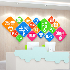 播音主持口才演说家亚克力墙贴画艺术培训班级文化墙装饰教室布置