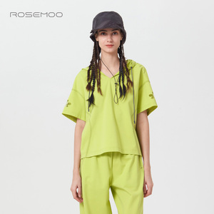 ROSEMOO/容子木【商场同款】轻薄丝滑针织连帽上衣RMT2TC407D