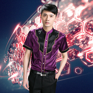 龙丽儿ktv工服男酒吧工作服短袖套装夜场少爷服上衣修身工装夏装