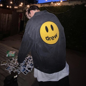 drew笑脸洗水牛仔衬衫男女fog高街justin bieber同款刺绣夹克外套