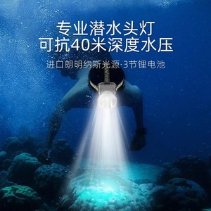 雅尼潜水头灯强光充电超亮防水钓鱼水下专用赶海头戴式户外手电筒