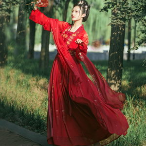 凤求凰原创汉服女中国风红色齐腰襦裙古装超仙古风新娘婚服嫁衣春