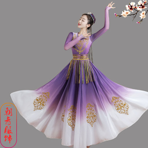 新疆舞演出服维吾尔族舞蹈服装民族表演服女成人艺考练习练功裙子
