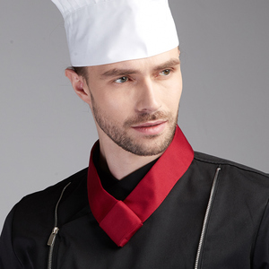 酒店厨师工作领巾厨房厨师长领结男时尚汗巾红色西餐服务员围巾女