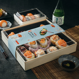 寿司盒高档打包餐盒寿司拼盘刺身外卖日料打包盒木一次性盒子方形