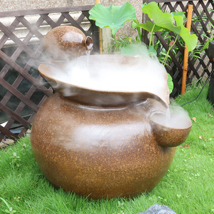 中式水景观造景装饰自然陶瓷水缸创意室内外落地鱼池流水喷泉摆件