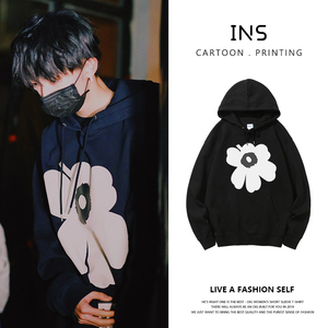 时代少年团马嘉祺同款花朵卫衣女秋冬ins超火潮牌慵懒风连帽外套