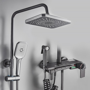 九玫王黑色淋浴花洒恒温全铜卫生间浴室淋沐浴洗澡水龙头增压喷头