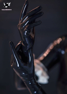 rubber防化猫乳胶长手套 一体成型修长紧身latex手套情趣调教性感