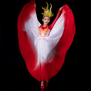 盛开舞蹈服开场舞720度大摆舞蹈裙领航新时代舞蹈服装千红舞蹈服