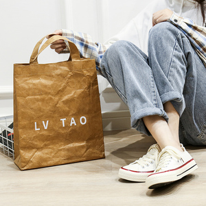 杜邦纸帆布袋韩版防水时尚休闲复古百搭女士手提拎包购物袋