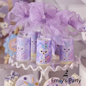 星黛露芭蕾兔达菲熊粉紫色女孩生日派对布置甜品台推推乐蛋糕装饰
