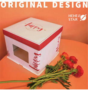 原创红色字母网红蛋糕盒子包装盒6/8/10寸生日盒子蛋糕盒定制logo